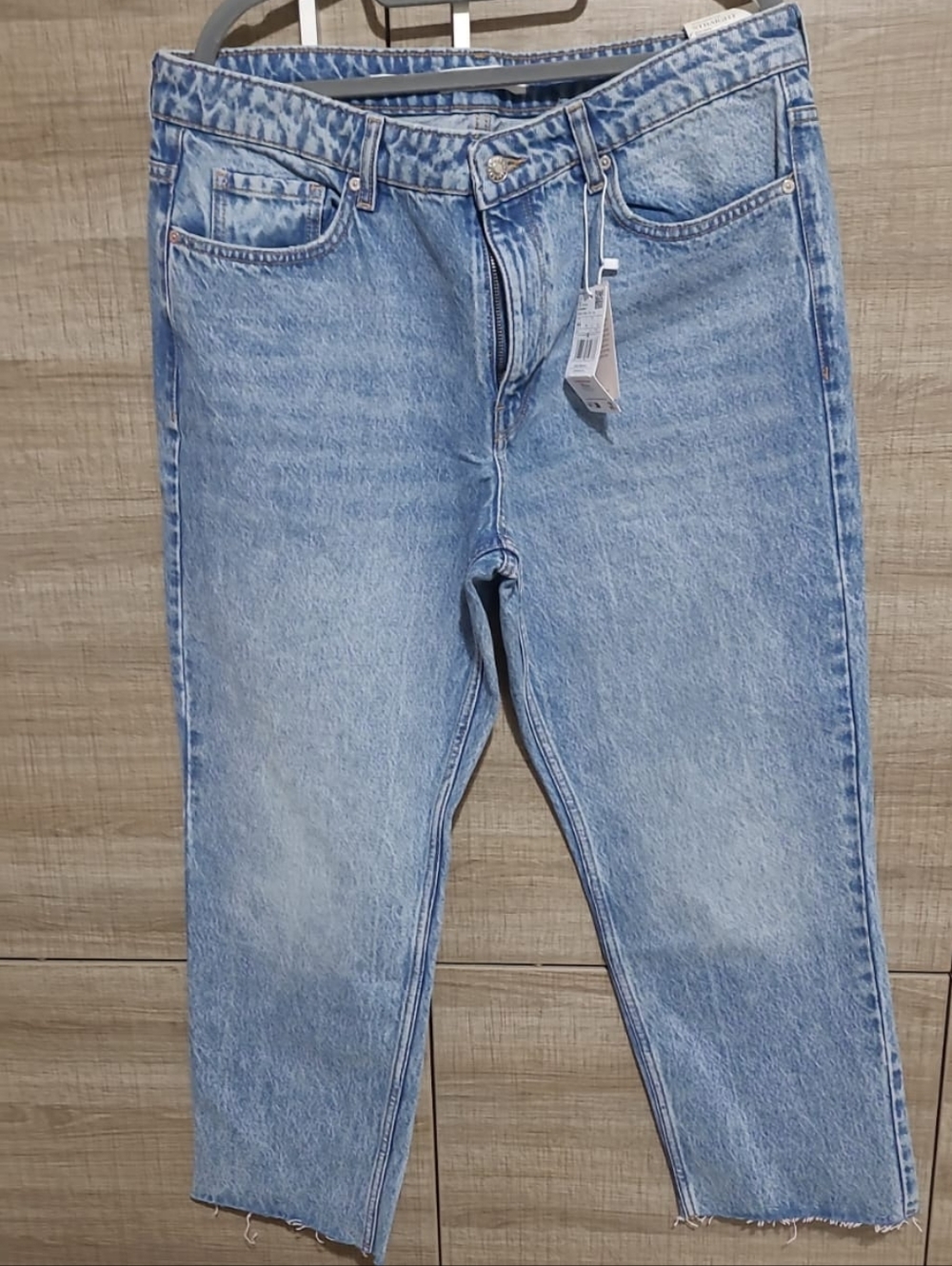 Mango Light Blue Washed Straight-Leg Jeans